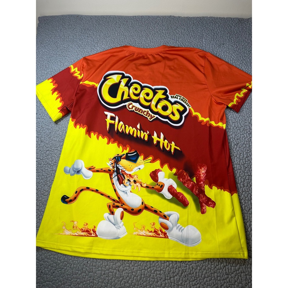 Cheetos Flamin Hot Crunchy Chester Cheetah Graphic T-Shirt Mens XL Orange Yellow